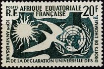 1958 - Série complète de 11 timbres - 10e anniversaire de la déclaration des droits de l\'homme