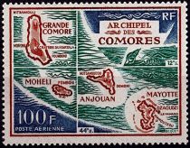 1971 - Comores PA36 - Carte de l\'Archipel