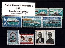 1971 - Saint Pierre et Miquelon 410/420 - Année complète de timbres