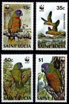 1987 - Sainte-Lucie 882/885 - WWF Le perroquet d\'Amazonie