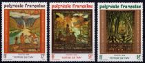 1988 - Timbres Polynésie 303/305 - Peintures sur \ Tapas\  (tissu d\'écorce)