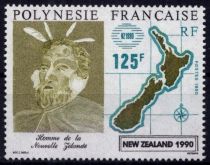 1990 - Timbre Polynésie 363 - \ Nouvelle-Zélande 1990\ , exposition philatélique internationale à Auckland