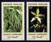 1990 - Timbres Polynésie 350/351 - Ressources traditionnelles, la vanille