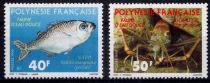 1990 - Timbres Polynésie 352/353 - Faune d\'eau douce