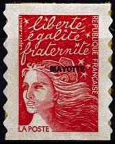 1997 - Timbres Mayotte 61A - Marianne de Luquet surcharge \ MAYOTTE\  TVP rouge auto-adhésif