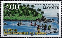 1998 - Timbres Mayotte 59 - La pêche traditionnelle au Djarifa