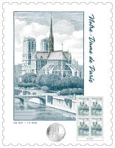 2024 - Affiche dentelée 7 France AFF5790A - Affiche numérotée avec 4 timbres PARIS (type n°537)